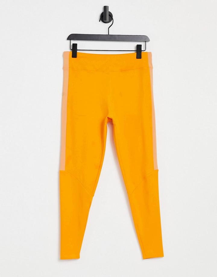 Asos 4505 Leggings With Contrast Side Panel-orange