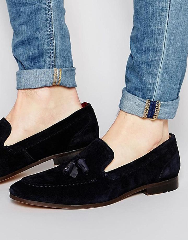 Kurt Geiger Coleman Suede Tassel Loafer - Navy