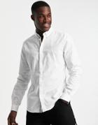 River Island Long Sleeve Slim Oxford Shirt In White