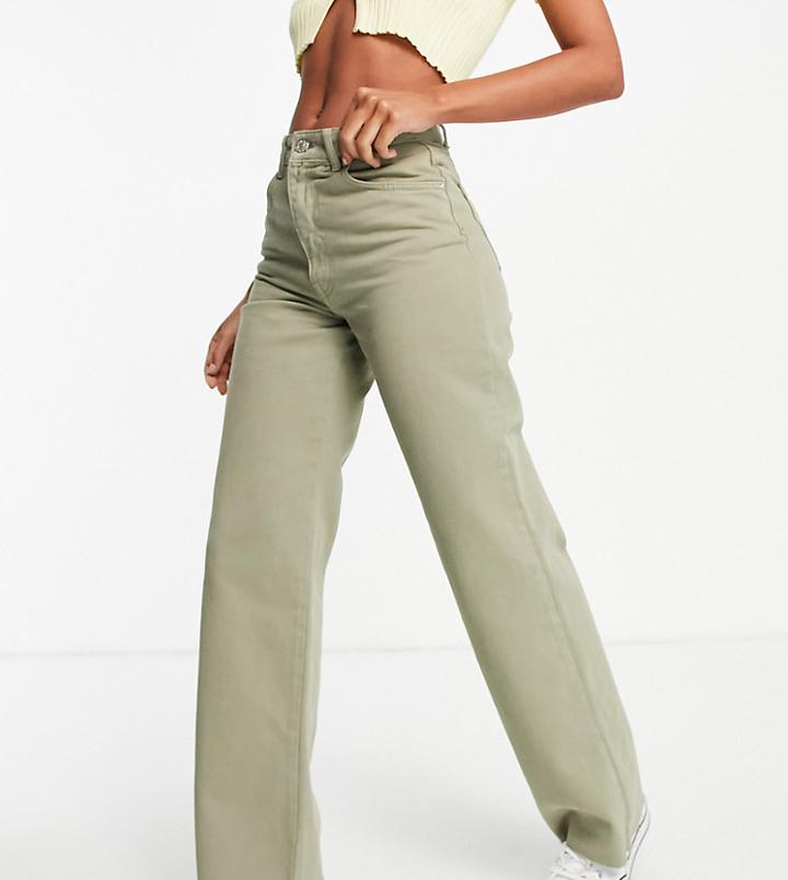 Stradivarius 90's Dad Jean In Khaki-green
