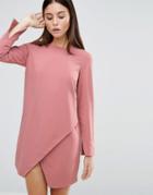 Asos Asymmetric Clean Shift Dress - Pink