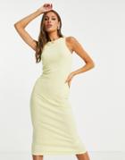 I Saw It First Ribbed Midi Body-conscious Dress In Lemon-yellow
