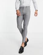Asos Design Super Skinny Wool Mix Smart Pants In Puppytoooth-gray
