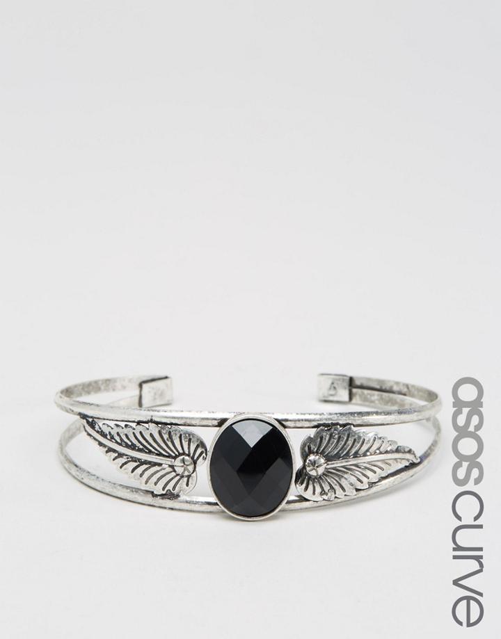 Asos Curve Festival Stone Cuff Bracelet - Rhodium
