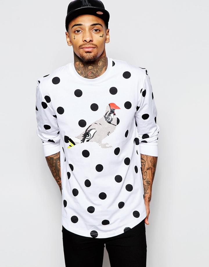 Staple Pigeon Long Sleeve T-shirt In Polka Dot - White