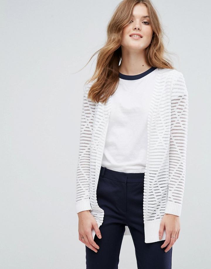 Lavand Longline Cardigan In Stripe - White