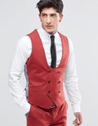 Noose & Monkey Super Skinny Db Vest With Stretch - Raspberry