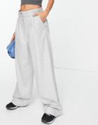 River Island Pleated Wide Leg Pants In Gray-grey