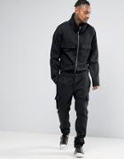 Asos Boiler Suit With Shawl Collar In Washed Black - Green