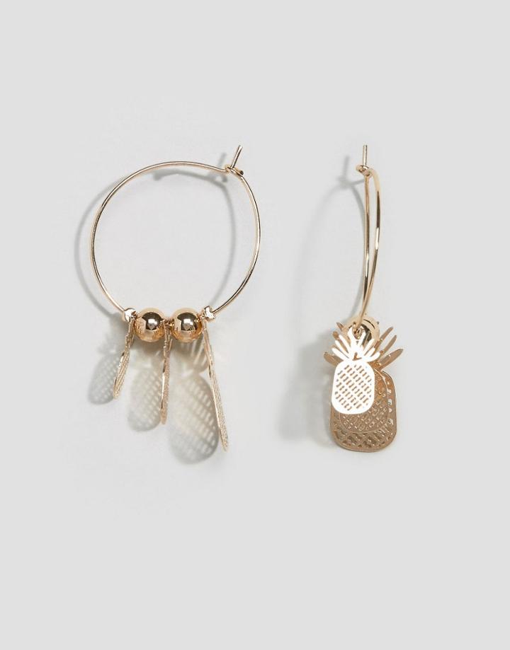 Asos Pineapple Hoop Earrings - Gold
