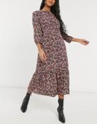 New Look Floral Midi Dress In Mixed Playful Floral-black