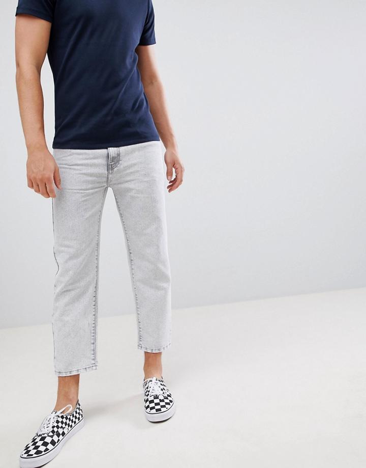 Dr Denim Otis Cropped Skater Jeans Dirty White - Gray