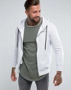 Illusive London Zip Through Hoodie In Gray With Funnel Neck - Gray