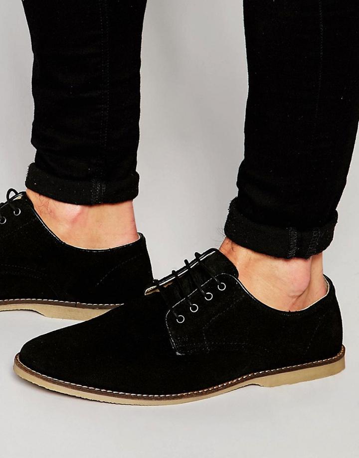 Asos Desert Shoes In Black Suede - Black