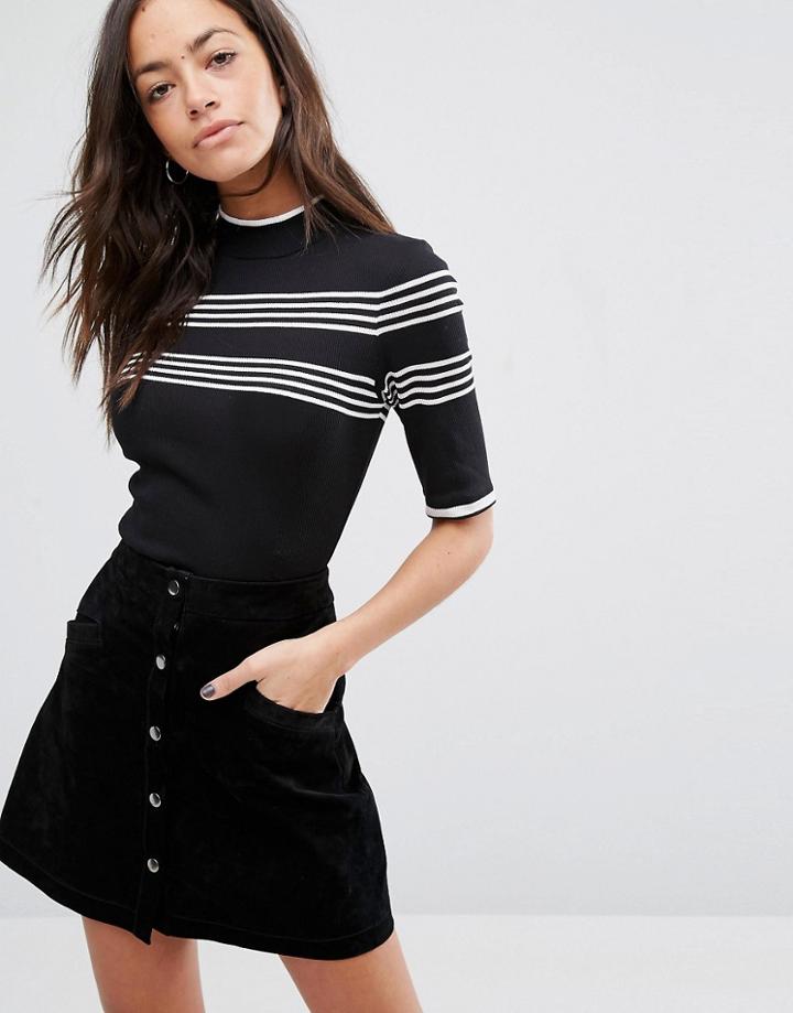 New Look Half Sleeve Contrast Sweater - Cream