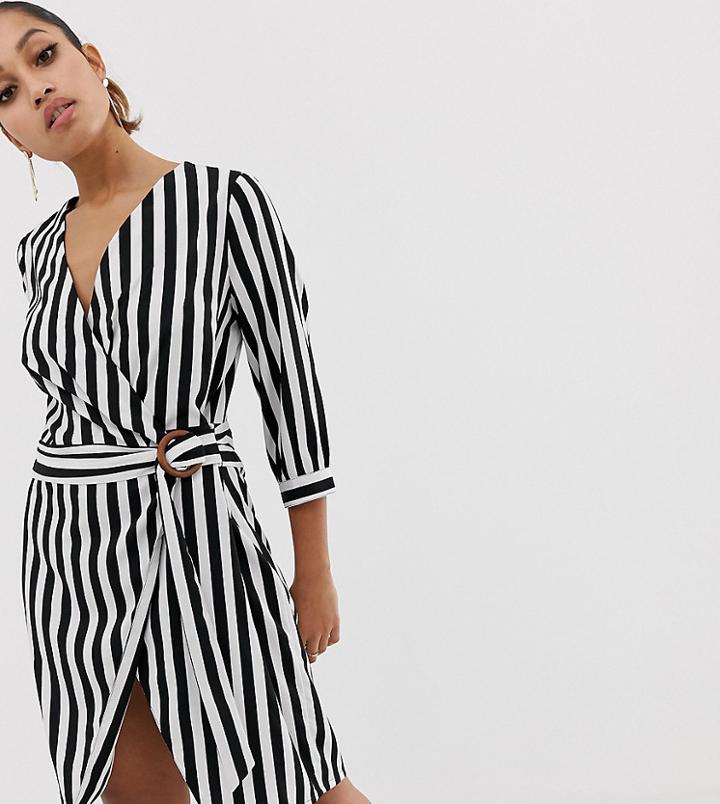 Vero Moda Petite Stripe Wrap Dress - Multi