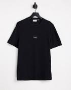 Calvin Klein Textured Grid Logo T-shirt In Black