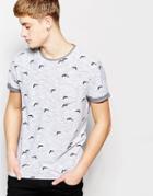 Bellfield T-shirt With All Over Dolphin Print - Gray