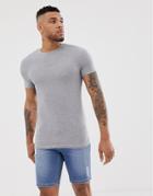 Asos Design Skinny Fit Crew Neck T-shirt In Gray Marl