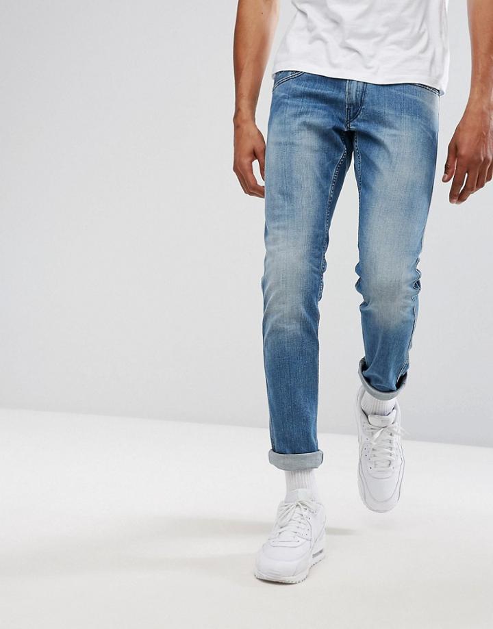 Replay Anbass Stretch Slim Jean Dark Wash - Blue