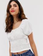 Vero Moda Prairie Waist Detail Top In Cream - Cream