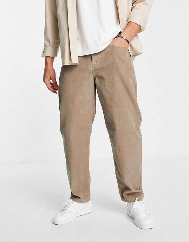 New Look Loose Cord Pants In Tan-brown
