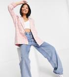 Urban Threads Petite Oversized Double Breasted Blazer In Pink Check