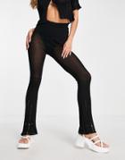 Asos Design Knit Flare Pants With Sheer Yarn In Black - Part Of A Set