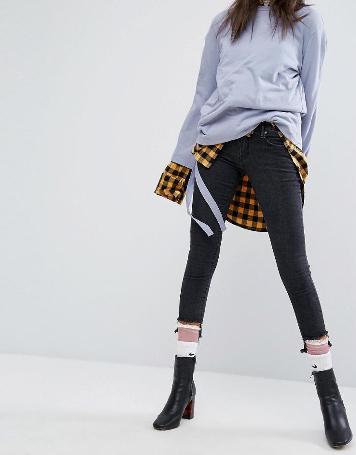 Stylenanda Step Hem Jeans - Gray