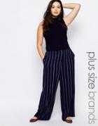 New Look Plus Stripe Wide Leg Pant - Blue