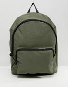 Asos Backpack In Khaki Texture - Green