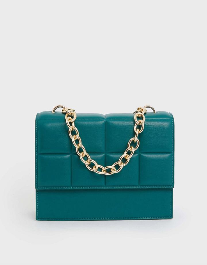 New Look Quilted Chain Shoulder Bag In Green