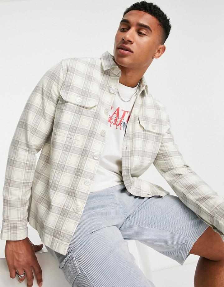 New Look Oversized Check Shirt In White-multi