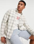 New Look Oversized Check Shirt In White-multi