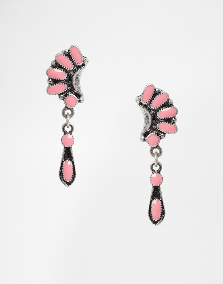Asos Festival Drop Earrings - Pink
