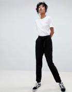 Pieces Tie Waist Tailored Pants - Black