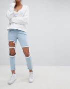 Liquor N Poker Skinny Jeans With Extreme Distressing Ripped Knees - Blue