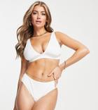 Ivory Rose Mix & Match Rib High Waist Bikini Bottom In White