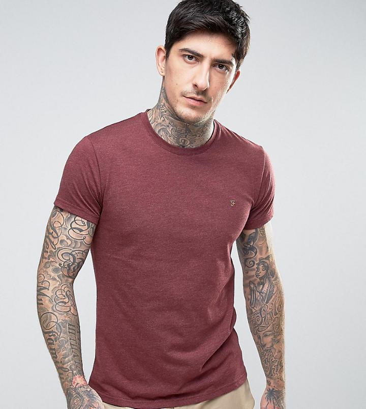 Farah Twisted Yarn T-shirt In Red Marl - Red