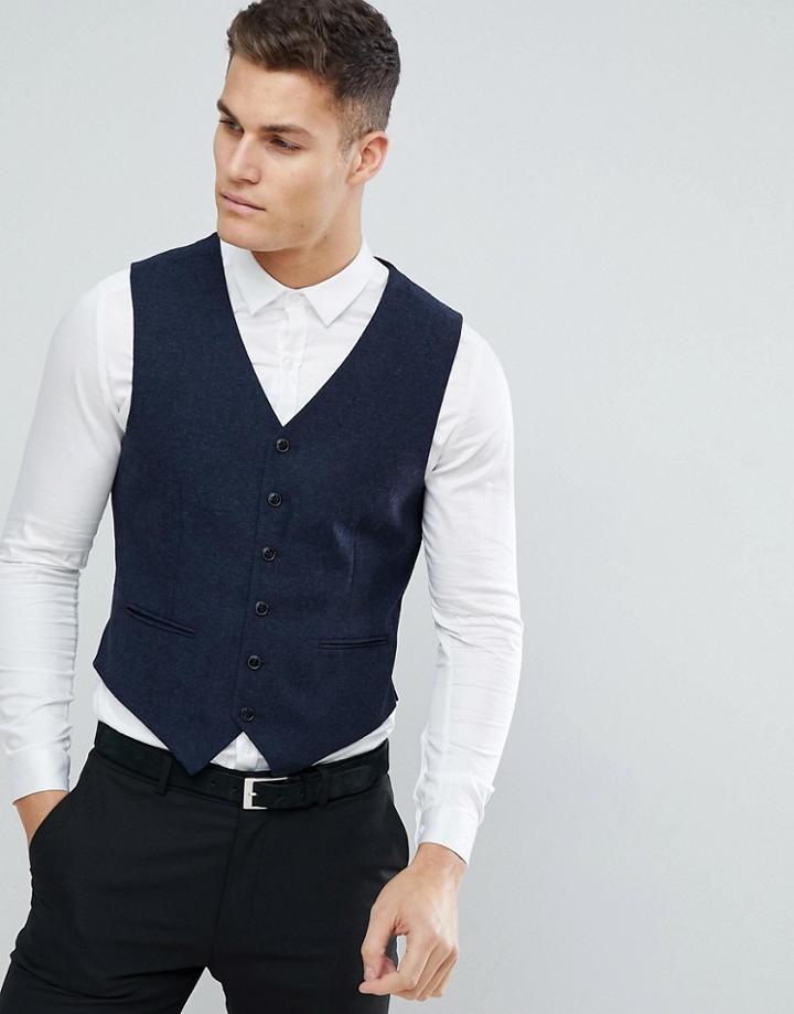 Jack & Jones Premium Slim Tweed Vest - Navy