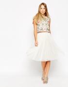 Needle & Thread Tulle Ballet Midi Skirt - Vintage Chalk