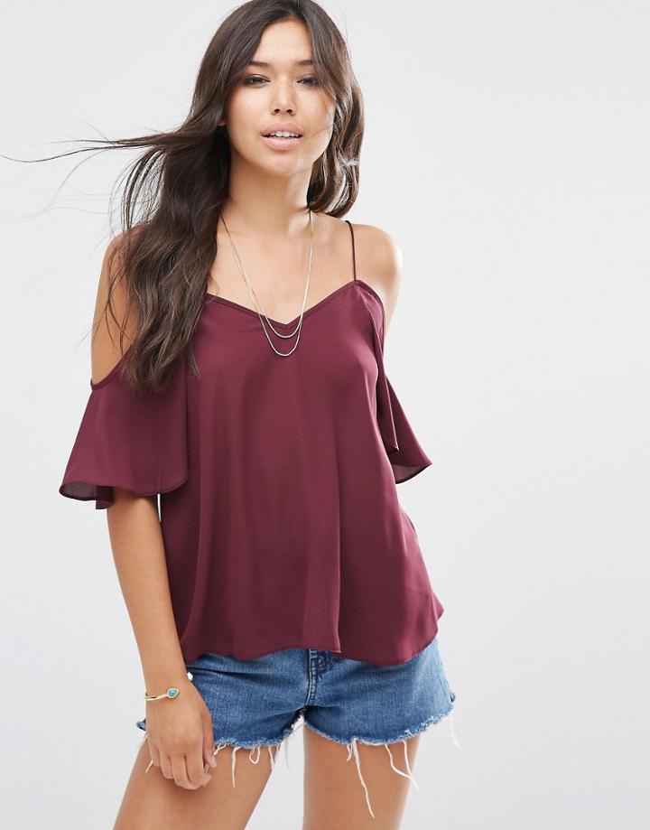 Asos Cold Shoulder Cami - Oxblood