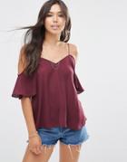 Asos Cold Shoulder Cami - Oxblood