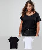 New Look Curve 2 Pack Scoop Jersey Tee - Black