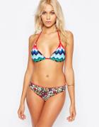 Seeker Stripe Triangle Bikini Set - Green Print