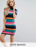 Noisy May Petite Multi Stripe Knitted Rib Dress - Multi