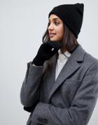 Brave Soul Black Beanie With Gloves - Black