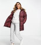 Columbia Puffect Mid Hooded Jacket In Burgundy Exclusive At Asos-red