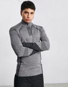 Asos Dark Future Active Muscle Fit Training Long Sleeve Top In Seamless Knit And 1/4 Zip-gray