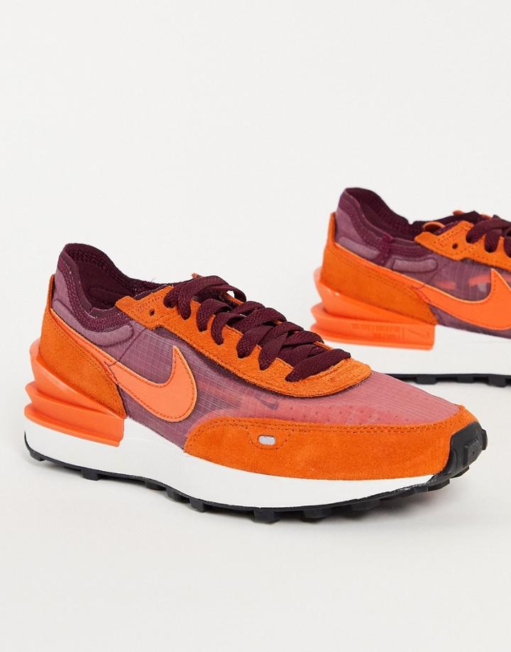 Nike Waffle One Sneakers In Dark Beetroot/orange-red